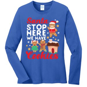 Bake Baking Christmas Cookie Santa Gingerbread Santa Cute Gift Ladies Long Sleeve Shirt