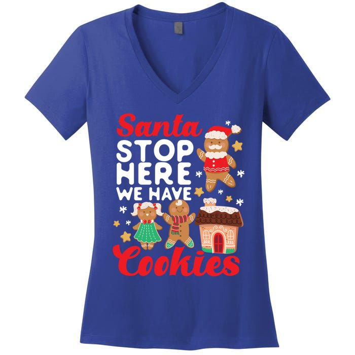 Bake Baking Christmas Cookie Santa Gingerbread Santa Cute Gift Women's V-Neck T-Shirt