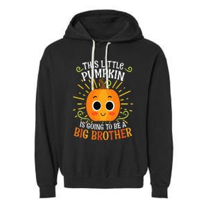 Big Brother Cute Thanksgiving Pumpkin Pregnancy Announcement Garment-Dyed Fleece Hoodie