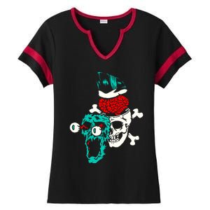 Brain Blast Cross Skull Ladies Halftime Notch Neck Tee