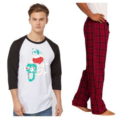 Brain Blast Cross Skull Raglan Sleeve Pajama Set