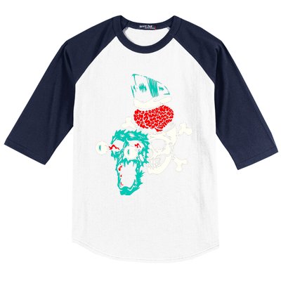 Brain Blast Cross Skull Baseball Sleeve Shirt