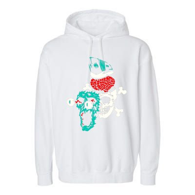 Brain Blast Cross Skull Garment-Dyed Fleece Hoodie