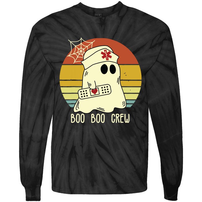 Boo Boo Crew Nurse Shirts Halloween Nurse Shirts For Women Tie-Dye Long Sleeve Shirt