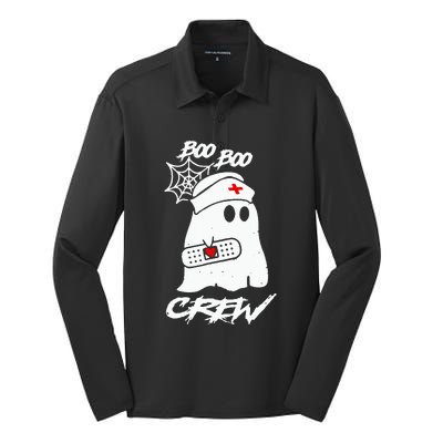 Boo Boo Crew Nurse Ghost Funny Halloween Costume Gift Silk Touch Performance Long Sleeve Polo