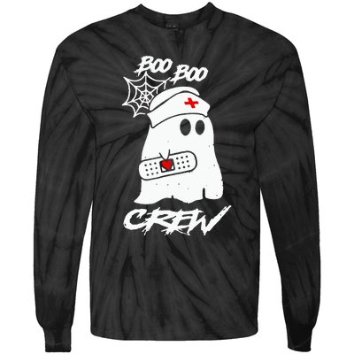 Boo Boo Crew Nurse Ghost Funny Halloween Costume Gift Tie-Dye Long Sleeve Shirt