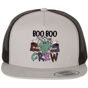 Boo Boo Crew Halloween Spooky Ghost Nurse Funny Gift Flat Bill Trucker Hat