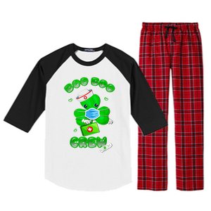 Boo Boo Crew Nurse St PatrickS Day Shamrock Face Mask Nurse Raglan Sleeve Pajama Set