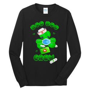 Boo Boo Crew Nurse St PatrickS Day Shamrock Face Mask Nurse Tall Long Sleeve T-Shirt