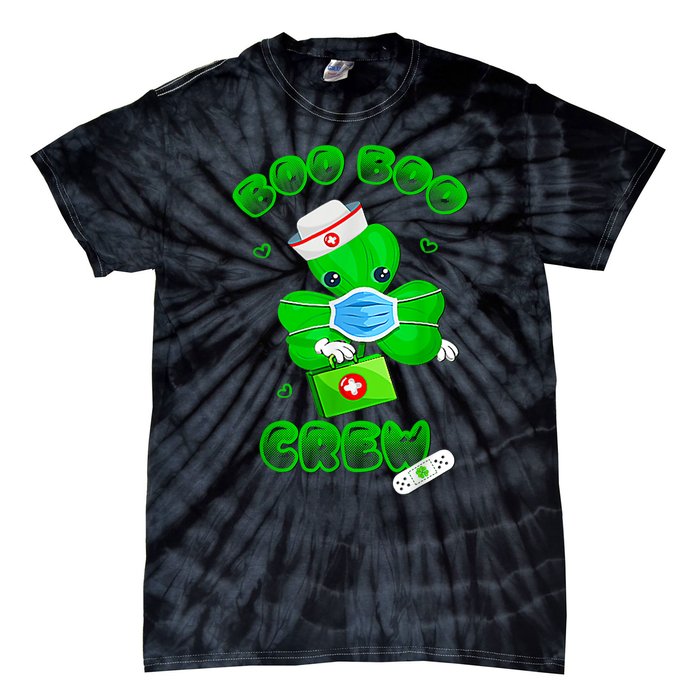 Boo Boo Crew Nurse St PatrickS Day Shamrock Face Mask Nurse Tie-Dye T-Shirt