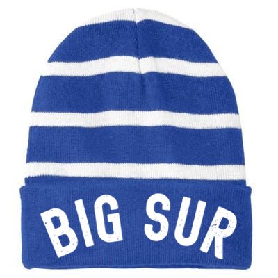 Big Bear California Lake Village Ski Snow Park Socal Camping Gift Striped Beanie with Solid Band