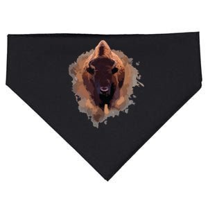 Bison Buffalo Cattle Design Illustration Gift USA-Made Doggie Bandana