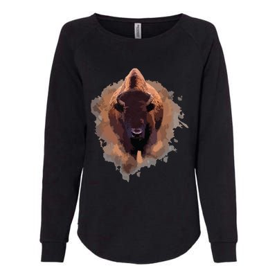 Bison Buffalo Cattle Design Illustration Gift Womens California Wash Sweatshirt