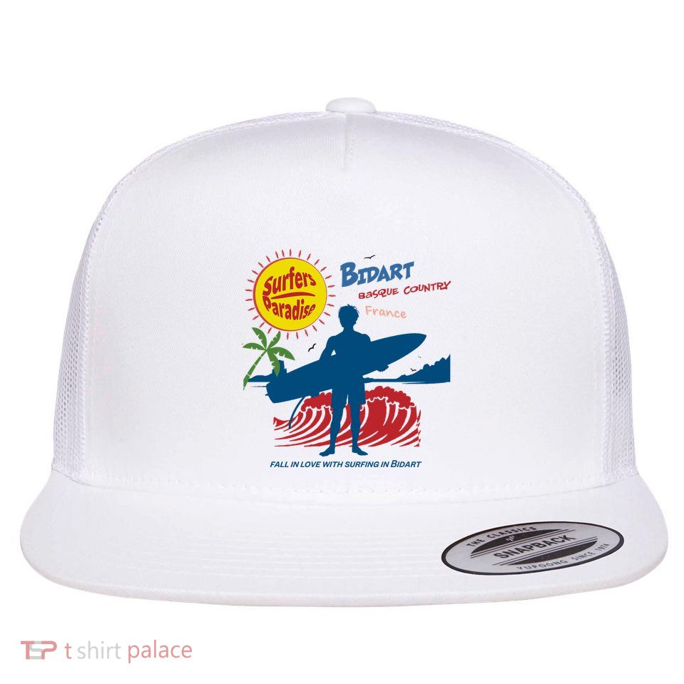 Bidart Basque Country Surfer Flat Bill Trucker Hat