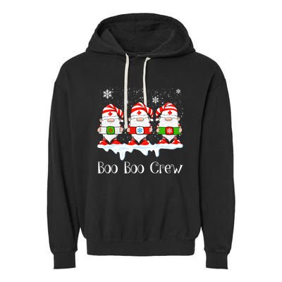 Boo Boo Crew Nurse Christmas Cute Garden Gnomes Nursing Xmas Gift Garment-Dyed Fleece Hoodie