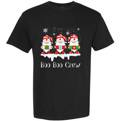 Boo Boo Crew Nurse Christmas Cute Garden Gnomes Nursing Xmas Gift Garment-Dyed Heavyweight T-Shirt