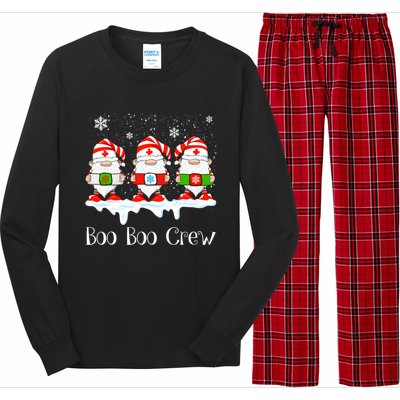 Boo Boo Crew Nurse Christmas Cute Garden Gnomes Nursing Xmas Gift Long Sleeve Pajama Set