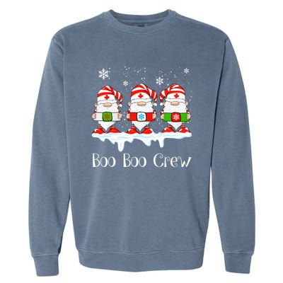 Boo Boo Crew Nurse Christmas Cute Garden Gnomes Nursing Xmas Gift Garment-Dyed Sweatshirt