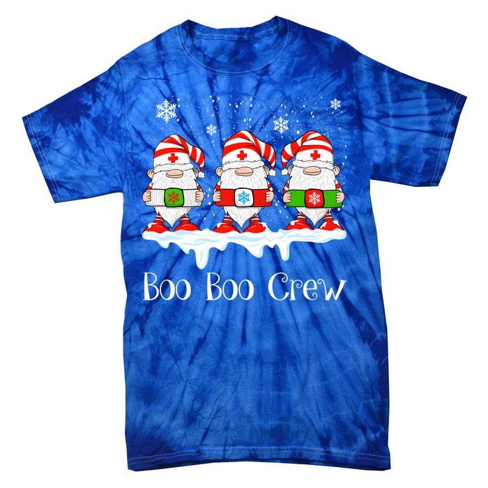 Boo Boo Crew Nurse Christmas Cute Garden Gnomes Nursing Xmas Gift Tie-Dye T-Shirt