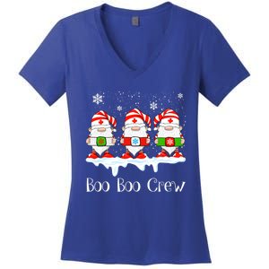 Boo Boo Crew Nurse Christmas Cute Garden Gnomes Nursing Xmas Gift Women's V-Neck T-Shirt