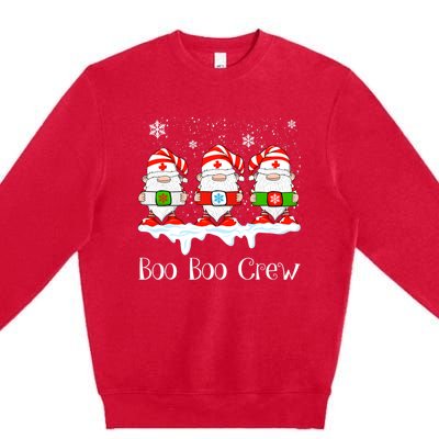 Boo Boo Crew Nurse Christmas Cute Garden Gnomes Nursing Xmas Gift Premium Crewneck Sweatshirt