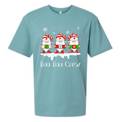 Boo Boo Crew Nurse Christmas Cute Garden Gnomes Nursing Xmas Gift Sueded Cloud Jersey T-Shirt