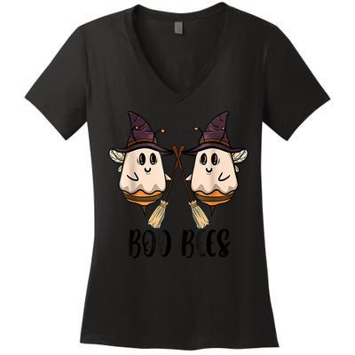Boo Bees Couples Witch Halloween Costume Ghost Funny Women's V-Neck T-Shirt