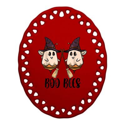 Boo Bees Couples Witch Halloween Costume Ghost Funny Ceramic Oval Ornament