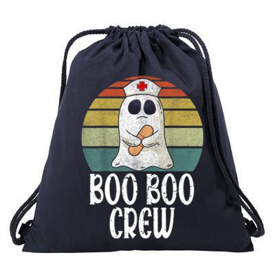 Boo Boo Crew Nurse Distressed Retro Vintage Ghost Halloween Cute Gift Drawstring Bag