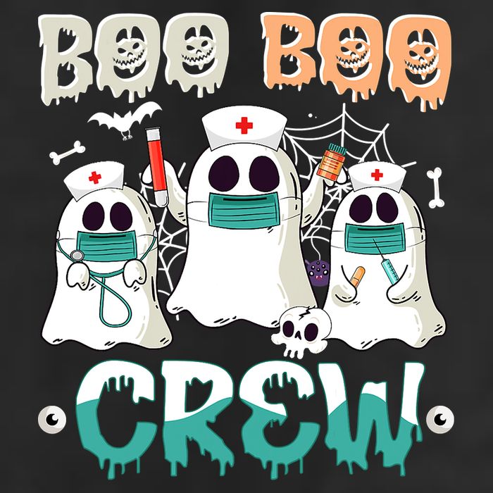 Boo Boo Crew Halloween Ghost Nursing Nurse 7 Panel Mesh Trucker Snapback Hat