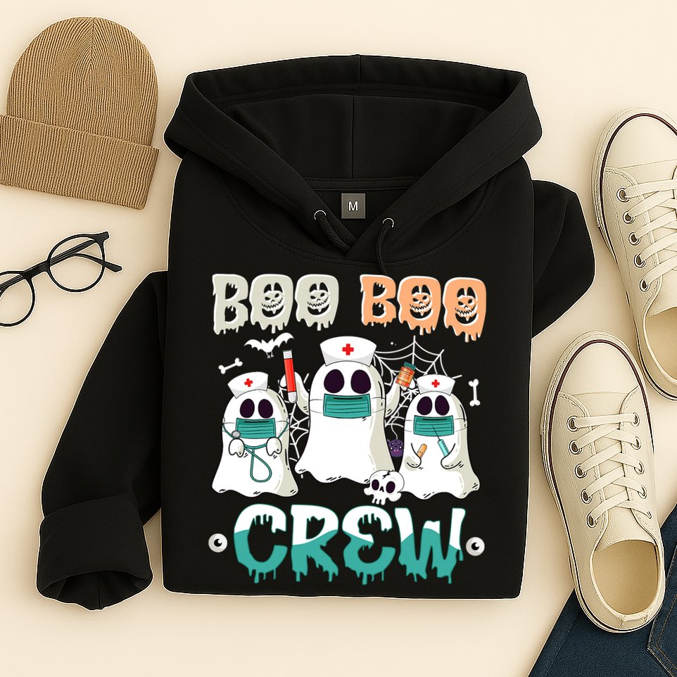 Boo Boo Crew Halloween Ghost Nursing Nurse Hoodie
