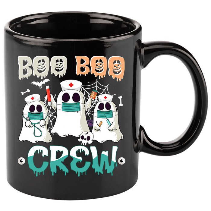 Boo Boo Crew Halloween Ghost Nursing Nurse 11oz C Handle Ceramic Mug