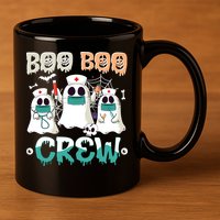 Boo Boo Crew Halloween Ghost Nursing Nurse 11oz C Handle Ceramic Mug