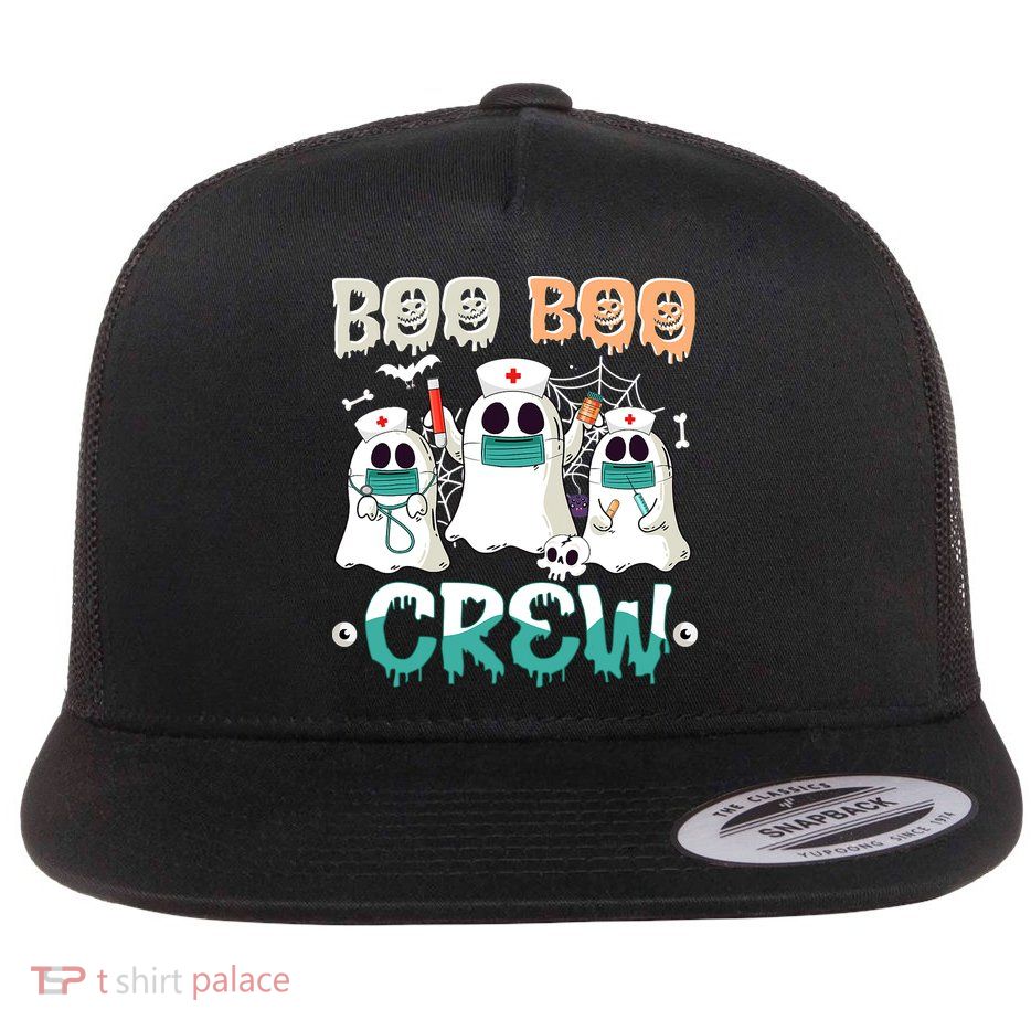 Boo Boo Crew Halloween Ghost Nursing Nurse Flatbill Hat