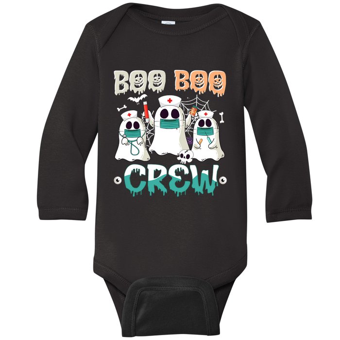 Boo Boo Crew Halloween Ghost Nursing Nurse Baby Long Sleeve Bodysuit