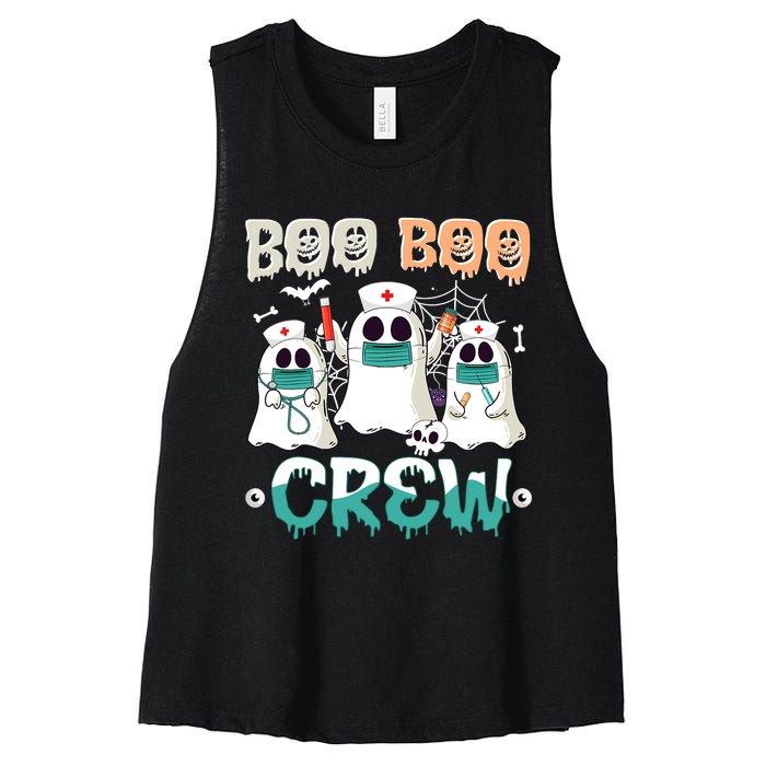 Boo Boo Crew Halloween Ghost Nursing Nurse Women's Racerback Cropped Tank