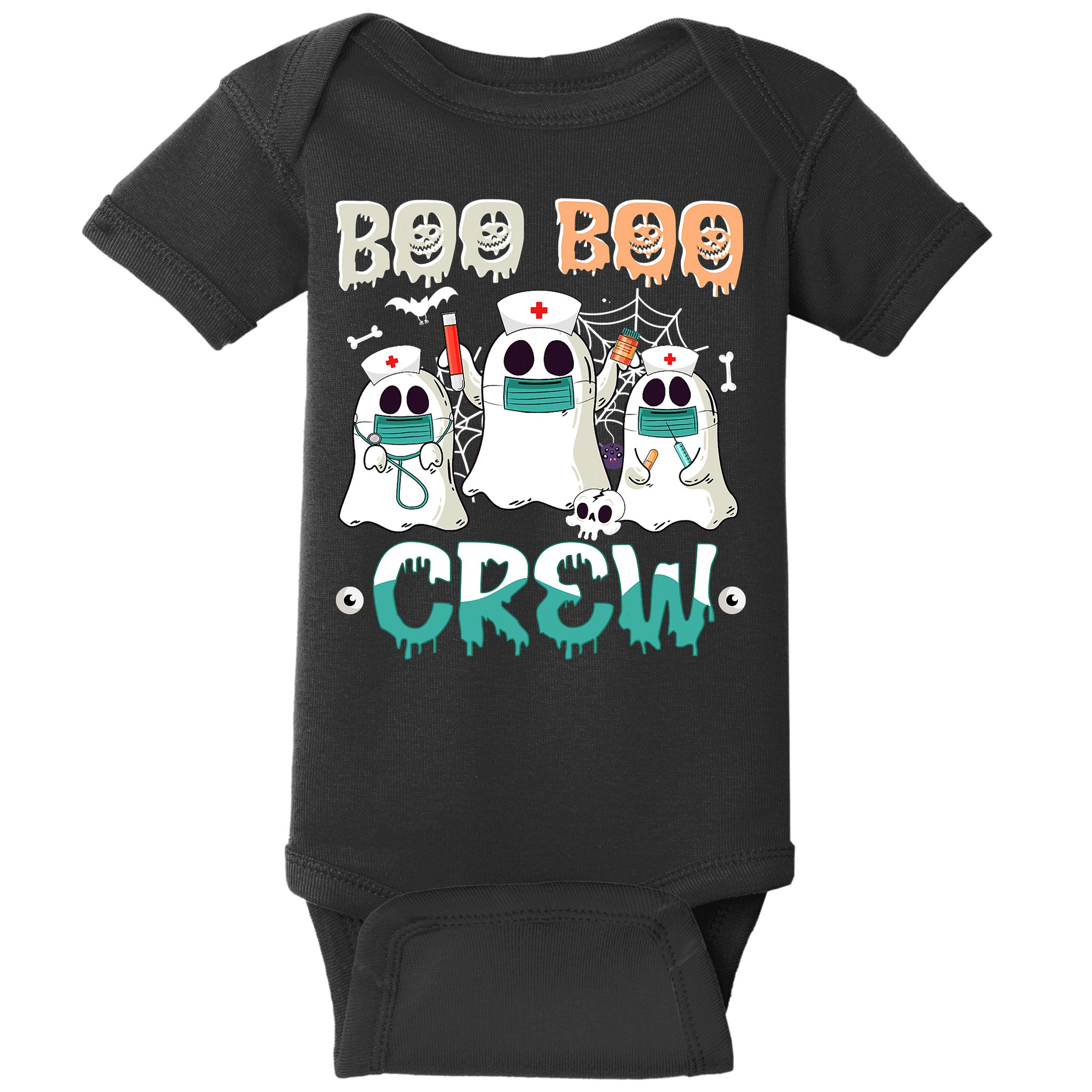 Boo Boo Crew Halloween Ghost Nursing Nurse Baby Bodysuit