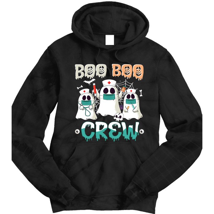 Boo Boo Crew Halloween Ghost Nursing Nurse Tie Dye Hoodie