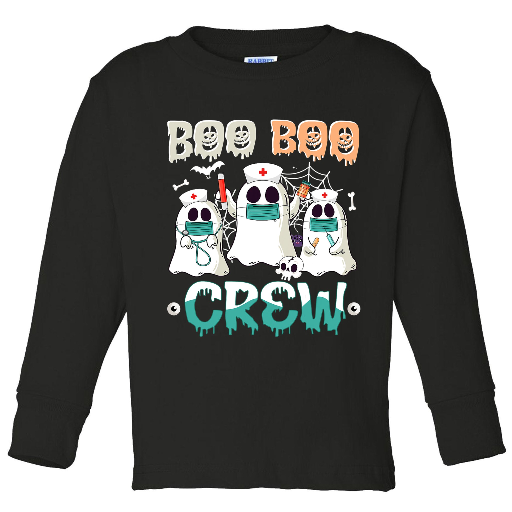 Boo Boo Crew Halloween Ghost Nursing Nurse Toddler Long Sleeve Shirt