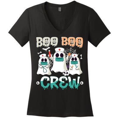 Boo Boo Crew Halloween Ghost Nursing Nurse Women's V-Neck T-Shirt