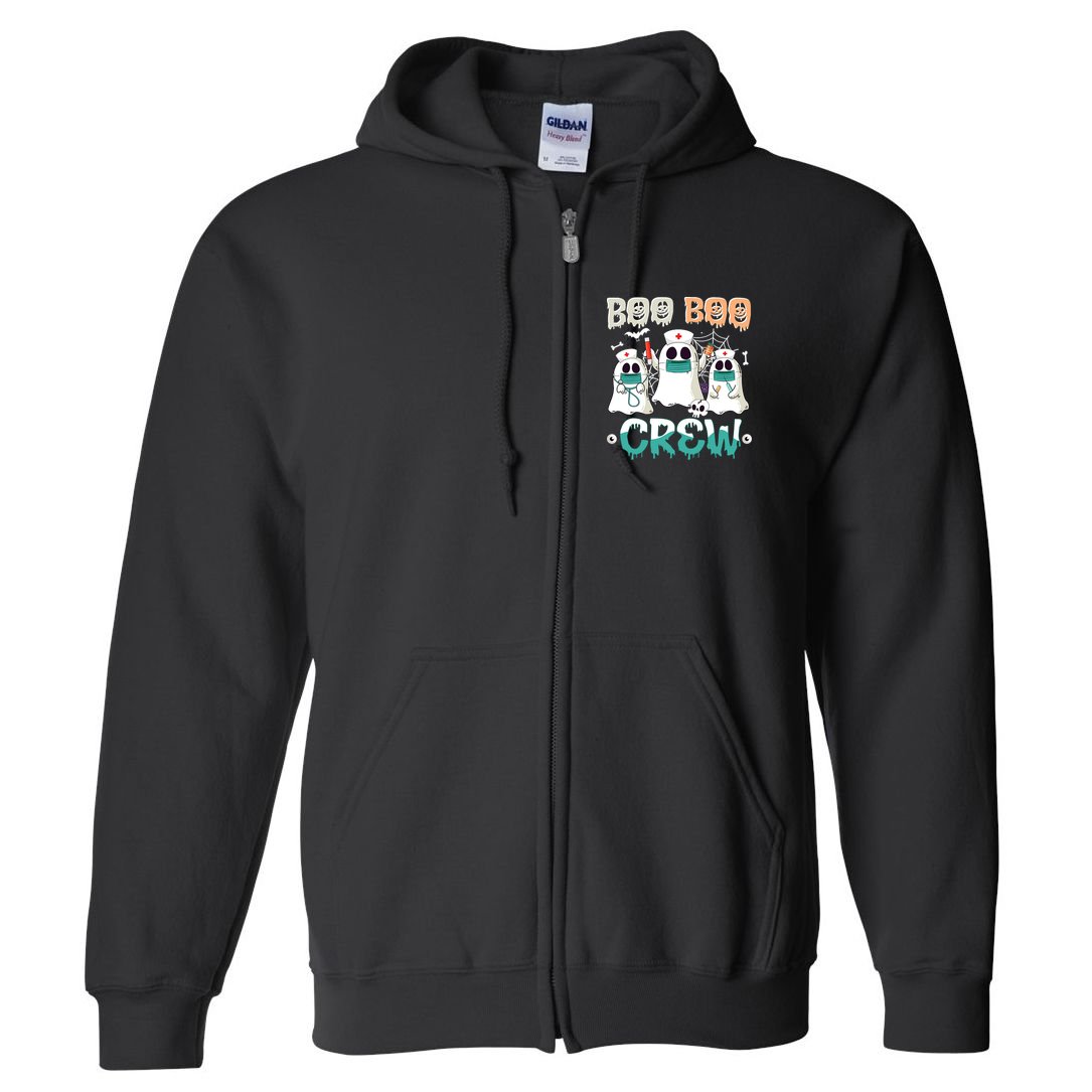 Boo Boo Crew Halloween Ghost Nursing Nurse Full Zip Hoodie