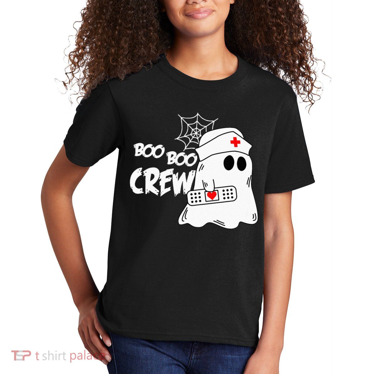 Boo Boo Crew Nurse Ghost Funny Halloween Costume Kids T-Shirt