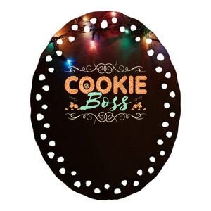 Baking Bakes Cookies Scouting Family Funny Cookie Dealer Ceramic Oval Ornament