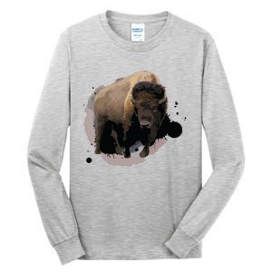 Bison Buffalo Cattle Design Illustration Gift Tall Long Sleeve T-Shirt