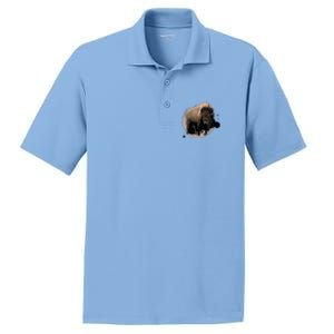 Bison Buffalo Cattle Design Illustration Gift PosiCharge RacerMesh Polo