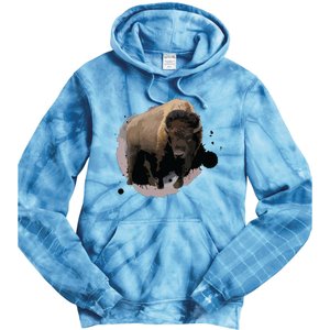 Bison Buffalo Cattle Design Illustration Gift Tie Dye Hoodie