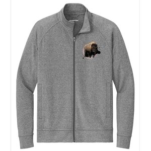 Bison Buffalo Cattle Design Illustration Gift Stretch Full-Zip Cadet Jacket