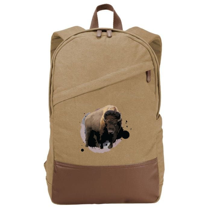 Bison Buffalo Cattle Design Illustration Gift Cotton Canvas Backpack