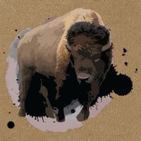 Bison Buffalo Cattle Design Illustration Gift Cotton Canvas Backpack