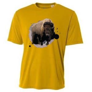 Bison Buffalo Cattle Design Illustration Gift Cooling Performance Crew T-Shirt